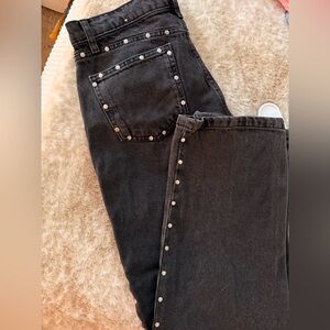 PacSun Black Studded Straight Leg Jeans - Mid Rise